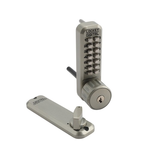 Lockey 2210KO Keyless Surface Mount Single Combination Deadbolt Lock with Keyed different Key Override - Satin Nickel