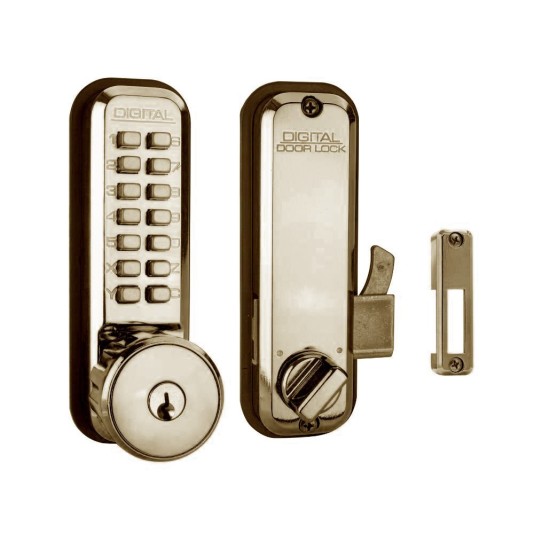 Lockey 2500KO Keyless Narrow Stile Hook Bolt Lock with Keyed different Key Override - Antique Brass