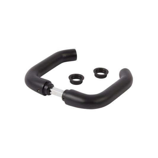 Black anodized aluminium handle pair for insert locks