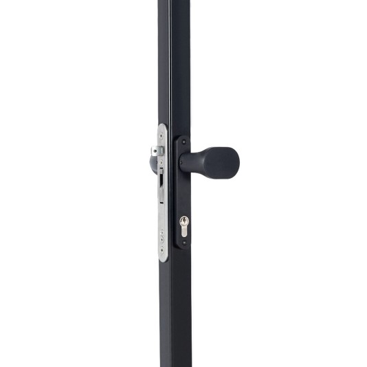Handle set with rounded corners in anodized aluminum with fixed and/or rotating action - RAL 9005