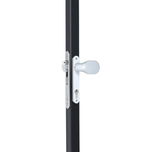 Handle set with rounded corners in anodized aluminum with fixed and/or rotating action - uncoated aluminium