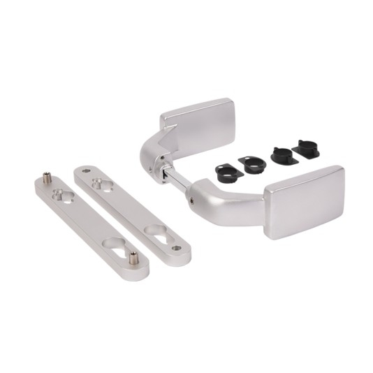 Locinox Anodized Aluminum Handle Pair with Free Exit and Blocking (Silver) - 3006FIX-SILV