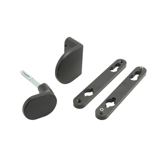 Locinox Handle Set with Rounded Corners in Anodized Aluminum Fixed/Rotating (RAL9005 Black) - 3006HOLD-PAD-9005 (Default)