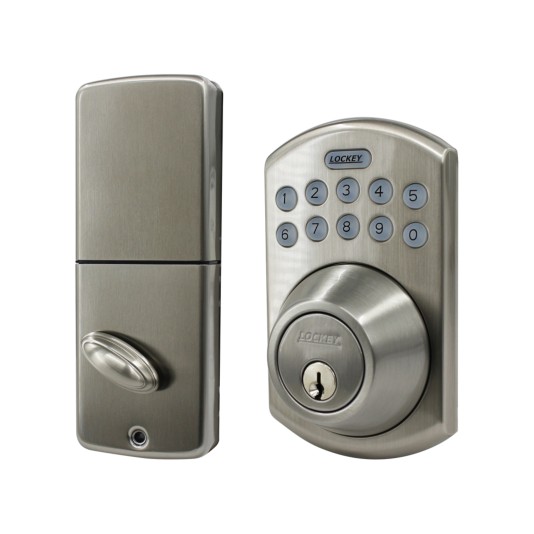 Lockey Electronic Deadbolt with Remote Control (Antique Brass) - E915AB (Satin Nickel Finish Shown)