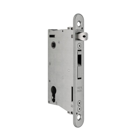 Insert lock with 2-3/8" backset for profiles of 3-1/8" or more for metal gates