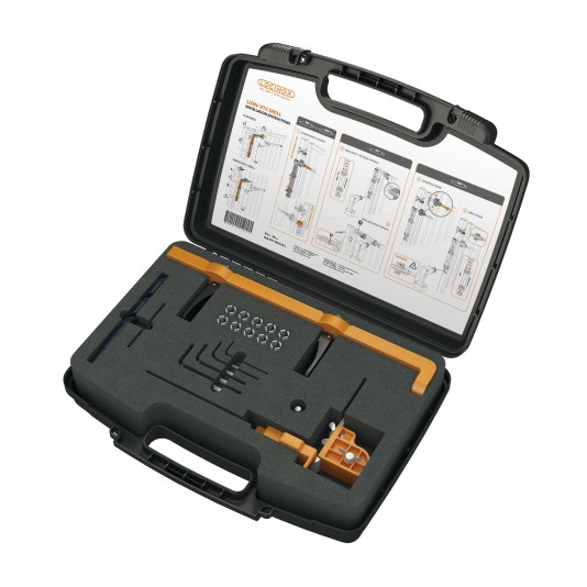 Assembly and drill jig for Lion and Verticlose-2 gate closers