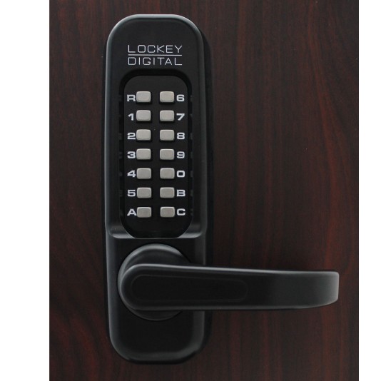 Lockey 115P Series Mechanical Keyless Heavy Duty Lever Lock Panic Trim (Compatible With PB1100, PB2500, V40 Series Panic Bars) (Jet Black) - 115P-JB