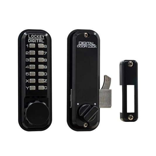 Lockey 2500 Series Mechanical Keyless Combination Hook Bolt Lock (Jet Black) - 2500-JB