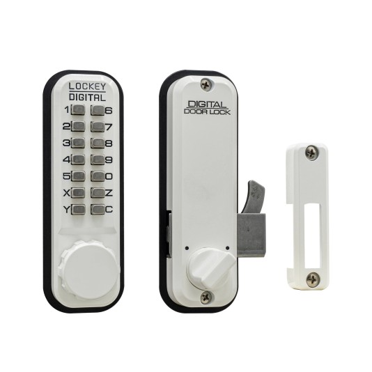 Lockey 2500 Series Mechanical Keyless Combination Hook Bolt Lock (White) - 2500-WH