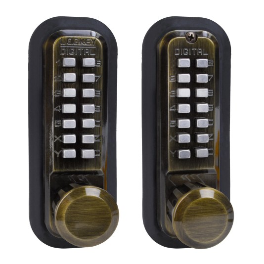 Lockey 2830DC Series Mechanical Keyless Knob-Style Double Combination Lock With Passage Function (Antique Brass, Double Combination) - 2830-AB-DC