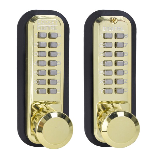 Lockey 2830DC Series Mechanical Keyless Knob-Style Double Combination Lock With Passage Function (Bright Brass, Double Combination) - 2830-BB-DC