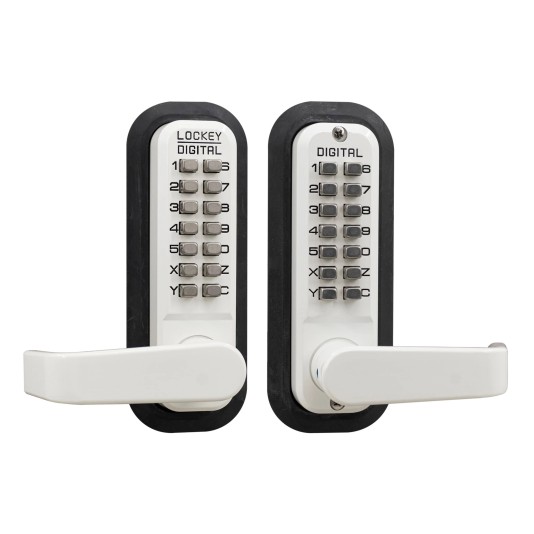 Lockey 2835 Series Mechanical Keyless Lever-Style Double Combination Lock With Passage Function (White, Double Combination) - 2835-WH-DC