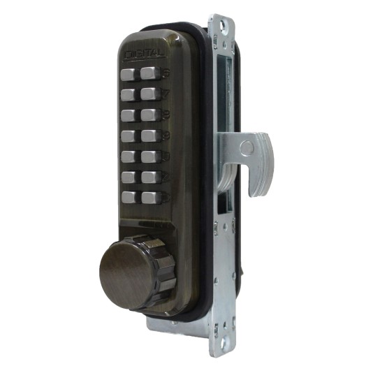 Lockey 2950 Series Mechanical Keyless Narrow Stile Hook Bolt Lock (Antique Brass, Single Combination) - 2950-AB-SC