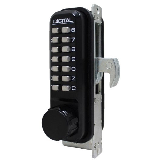 Lockey 2950 Series Mechanical Keyless Narrow Stile Hook Bolt Lock (Jet Black, Single Combination) - 2950-JB-SC