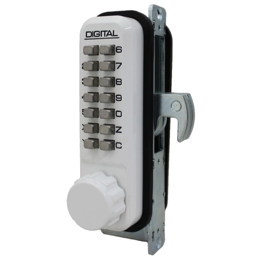 Lockey 2950 Series Mechanical Keyless Narrow Stile Hook Bolt Lock (White, Single Combination) - 2950-WH-SC