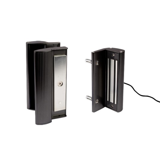 Surface mounted electromagnetic lock with integrated pull/push handles For square posts and gate profiles of 1-9/16" till 3-1/8", 1320 lbs pulling force in RAL 9005 with 3006PULL handle.