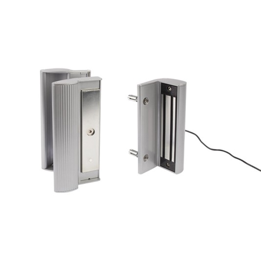 Surface mounted electromagnetic lock with integrated pull/push handles For square posts and gate profiles of 1-9/16" till 3-1/8", 1320 lbs pulling force in Silver with 3006PULL handle.