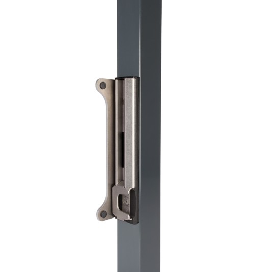 Surface mounted stainless steel keep strike for Fortylock, Fiftylock and Sixtylock - For profiles 1-1/2" to 2-1/2" - Uncolored