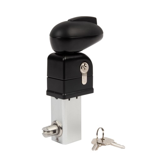 Swimming pool gate lock for  1-1/2" profiles in RAL 9005 & Cylinder: VCA - Keyed to differ