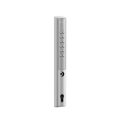 VERA - Battery powered code lock for insert locks for profiles of 4-12/16" or more - No cylinder - single sided - Silver