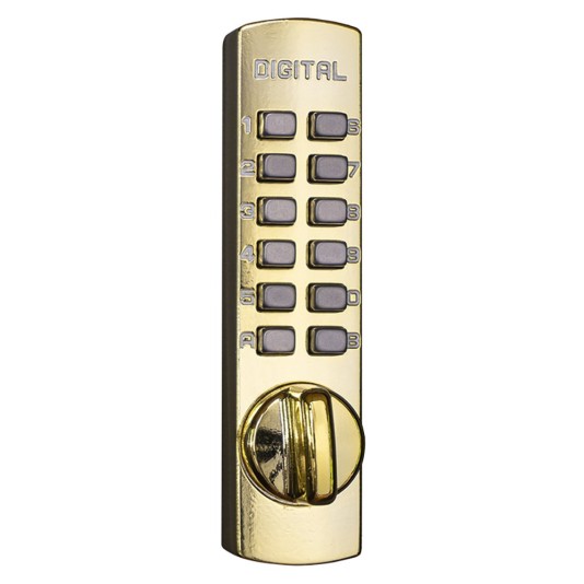 Lockey C170 Series Mechanical Keyless Lock Surface Mount, Cabinet Cam Style (Bright Brass) - C170-BB