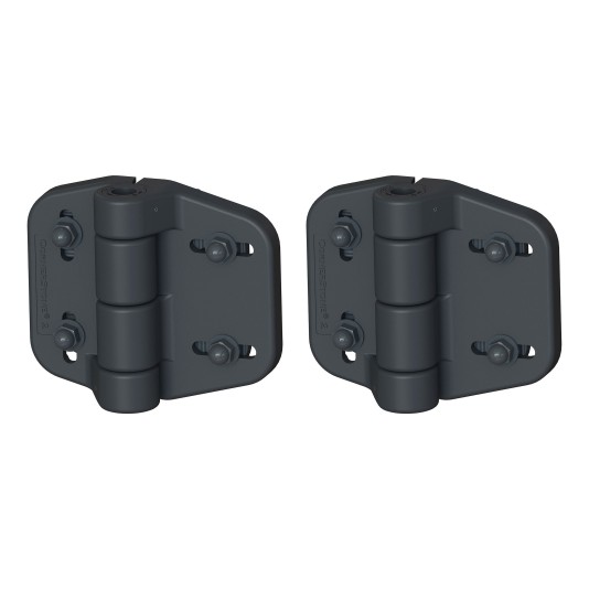 Nationwide Cornerstone 2 Self-Closing Fully Adjustable Nylon Hinge Pair For Gates with 4D Self-Drilling Stainless Steel Screws (Black)