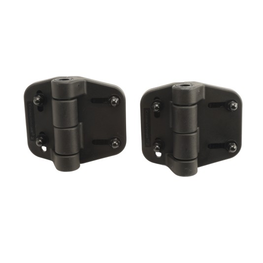 Nationwide Cornerstone 2 Self-Closing Fully Adjustable Nylon Hinge Pair For Gates with 4D Self-Drilling Stainless Steel Screws (Black)