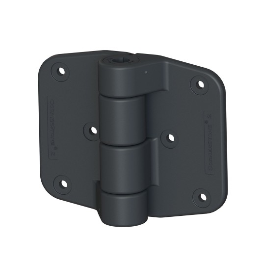 Nationwide Cornerstone 2 Heavy-Duty Self-Closing Fixed Gate Hinge with Stainless Steel Self-Drilling 4D Screws (Black)