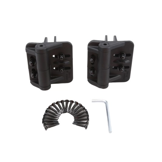 Nationwide Cornerstone Round Post Fully Adjustable Self-Closing Hinge with Stainless Steel Self-Drilling Screws (Black) - CH200F-SD-BK (Default)