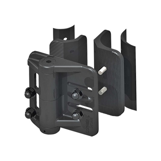 Nationwide Cornerstone Self-Closing Vertically Adjustable Gate Hinge For Round Posts and Frames with Self-Drilling Screws (Black)