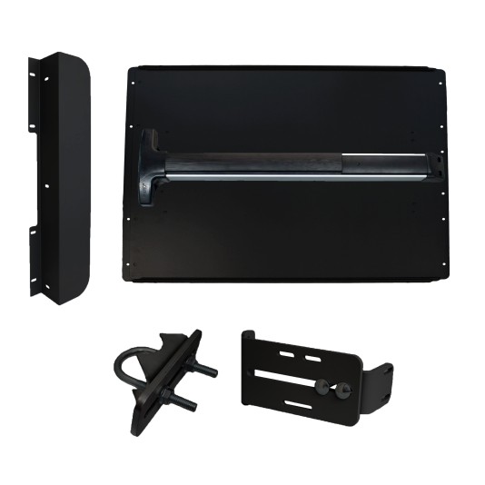Lockey ED42B7 Edge Panic Shield Value Kit (Black) - Shield, Black Panic Bar, Strike Bracket, Latch Protector, Jamb Stop