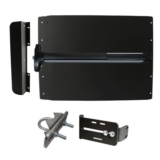 Lockey ED42BL Edge Panic Shield Value Kit (Black) - Shield, Panic Bar, Strike Bracket, Latch Protector, Jamb Stop