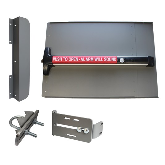 Lockey ED43B Edge Panic Shield Value Kit (Black) - Shield, Panic Bar, Strike Bracket, Latch Protector, Jamb Stop