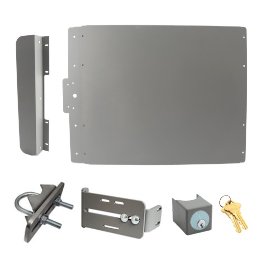 Lockey ED50S Edge Panic Shield Safety Kit (Silver) - Shield, Strike Bracket, Key Box, Key Cylinder, Latch Protector, Jamb Stop
