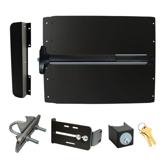 Lockey ED52BW Edge Panic Shield Safety Kit (Black) - Shield, Panic Bar, Strike Bracket, Key Box, Key Cylinder, Latch Protector, Jamb Stop