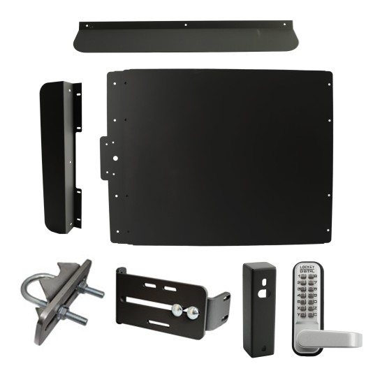 Lockey ED60B Edge Panic Shield Security Kit (Black) - Shield, Strike Bracket, Gate Box, Panic Trim, Latch Protector, Jamb Stop, Max Guard