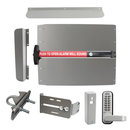Lockey Edge Panic Shield Security Kit w/ Panic Bar - Choose Color & Detex V-40xEBxW Panic Bar Type