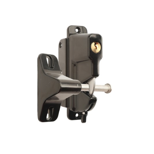 Nationwide Keystone One Sided Keyed-Alike Lockable Metal Gate Latch for All Gate Types (Black) - KLADV-M1-4D-BK (Default)