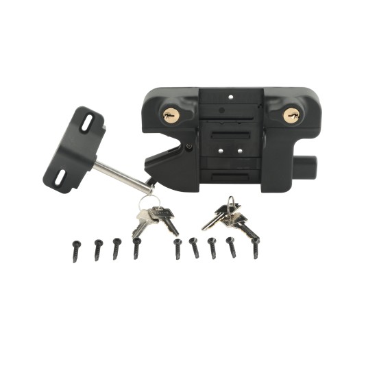 Nationwide Keystone Traverse 2.5" Reversible, Keyed-Alike Gate Latch with Stainless Steel Screws (Black)