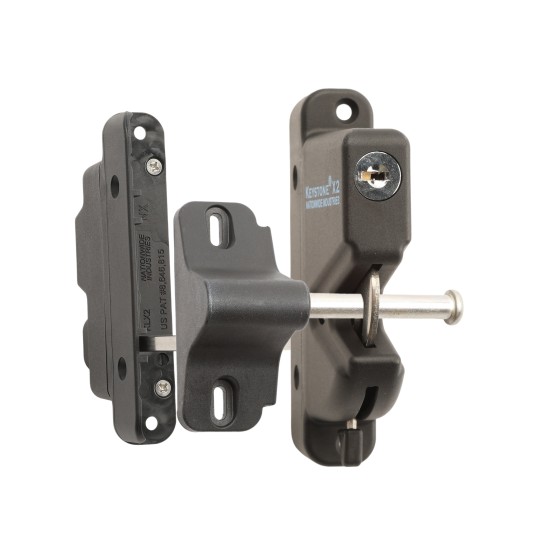 Nationwide Keystone X2 Heavy-Duty, Reversible, Two Sided Lockable, Slimline External Mount Spindle Latch for Gates with Stainless Steel Screws (Nylon) Black (Default)