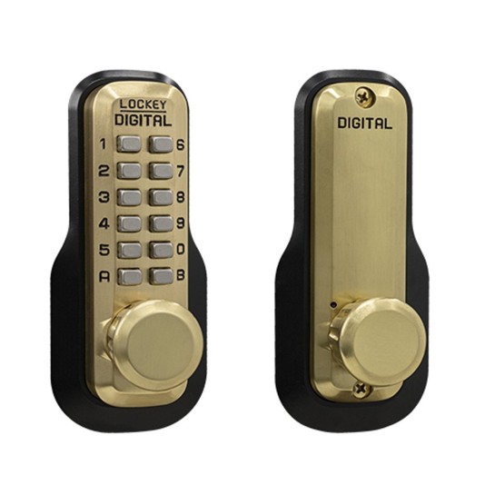 Lockey M230 Mechanical Keyless Single Combination Deadlocking Spring Latch Lock with Passage Mode - Satin Brass