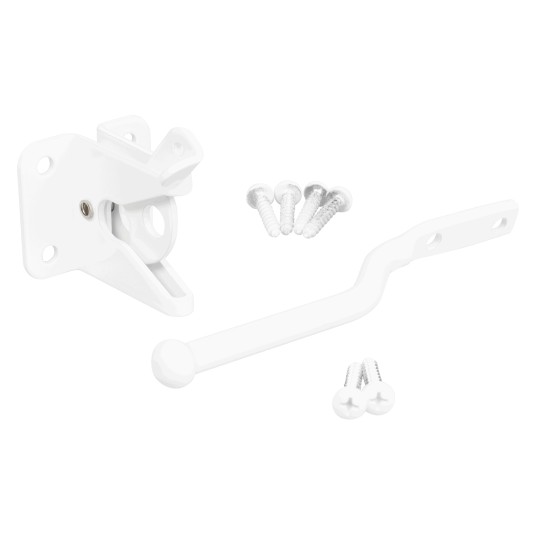 Nationwide One-Side Pad-Lockable Stainless Steel Gravity Latch with Stainless Steel Screws (White) - NW38204SSW 