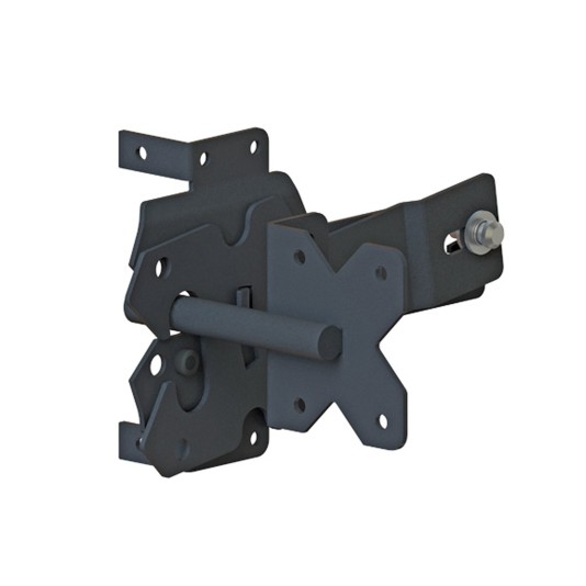 Nationwide Contemporary Gate Latch w/ Stop & Stainless Steel Screws (Black) - NW38310NS-SSB 