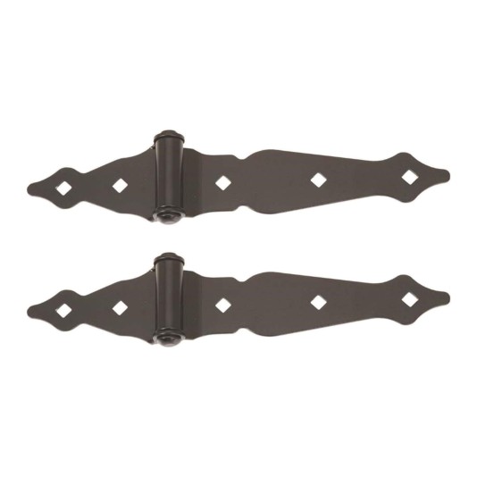 Nationwide Ornamental 8" Half Strap Hinge w/ Fixed Pin - Black - NW38938FQ