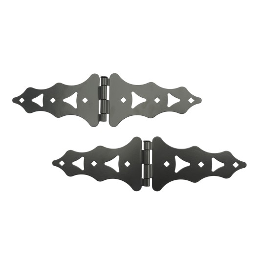 Nationwide 8" Traditional Double Strap Hinge Pair with 1 3/4" Lag Screws (Black) - NW38940Q