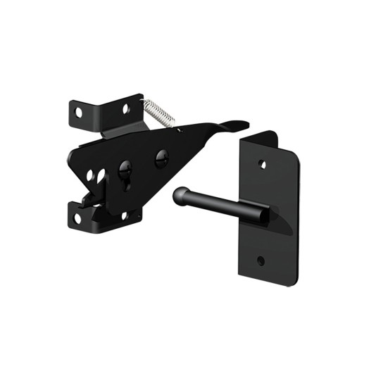 Nationwide Gate Latch Stainless Steel w/ Extended Thumb Latch & Spring - Black - NW6068AL-SSB