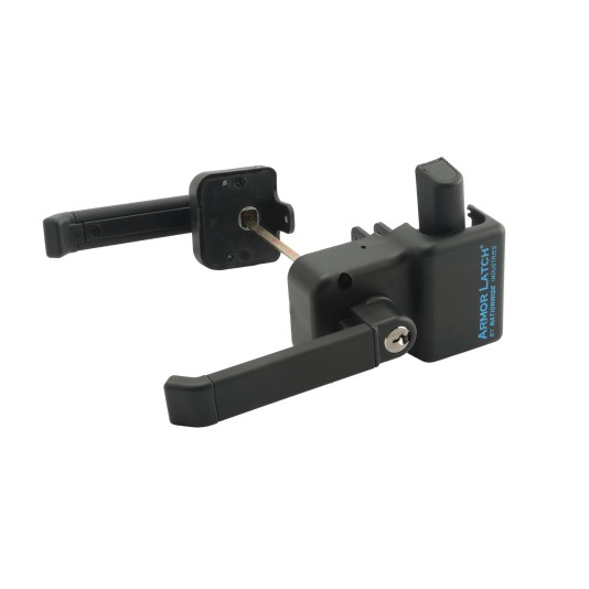Nationwide ArmourLatch Reversible, Adjustable, 2 Sided Keyed-Alike Magnetic Lever Handle Latch for Metal Gates (Nylon) Flat Black