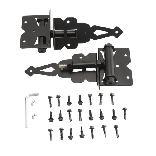 Nationwide Heavy Duty Stainless Steel Self-Closing T-Hinge with Stainless Steel Self-Drilling Screws (Black) - NWSS-HDT-SC-BKD