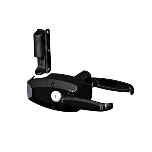 Nationwide OrnaMag Reversible, Adjustbale, Lockable Keyed-Alike Magnetic Gate Latch for Metal Single and Double Gates with Self-Drilling Screw (Black)