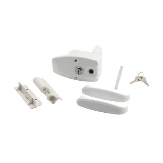 Nationwide OrnaMag Reversible, Adjustbale, Lockable Keyed-Alike Magnetic Gate Latch for Metal Single and Double Gates with Self-Drilling Screw (White)